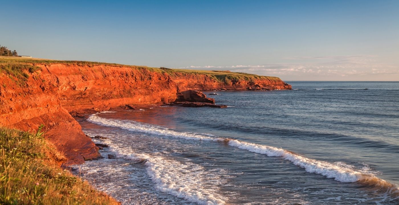 Prince Edward Island coastline at golden hour