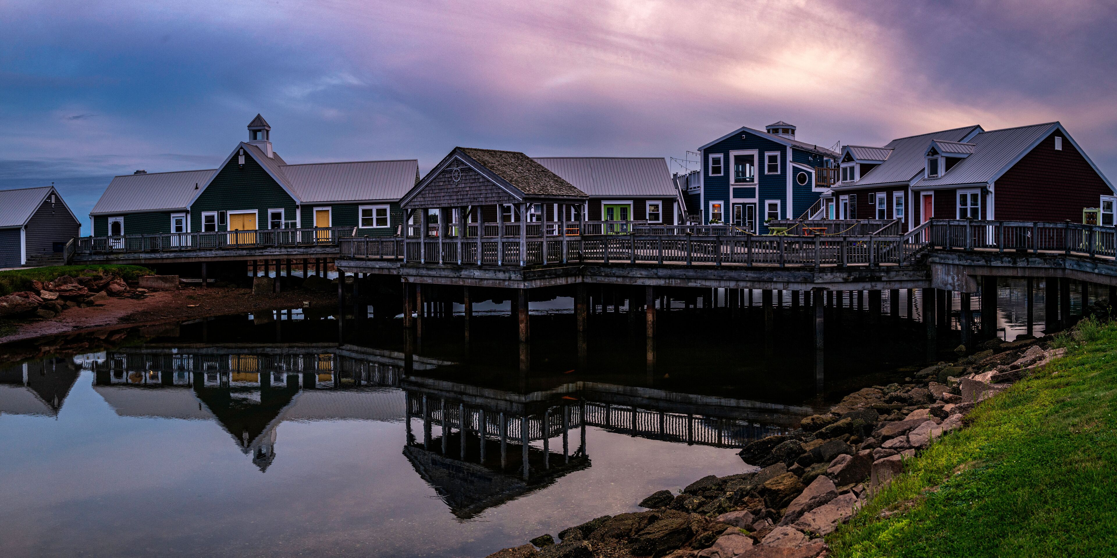 Summerside Waterfront boardwalk along Bedeque Bay at sunset